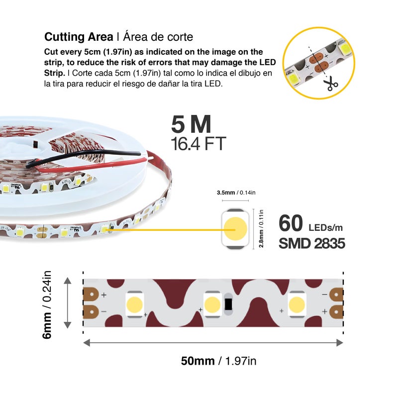 DEMASLED LED Lighting 12V 16.4ft UL Listed Warm White 2835 SMD Zig-Zag LED Strip Lights Dimmable 660lm/m 6.2W/m 300 LEDs 60 LEDs/m IP33 Non-Waterproof. S Shape Angle Turning Capable - Image 2